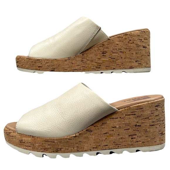 Sorel Shoes - Sorel Cameron Wedge Chalk White Cork Wedge Mule Sandal Size 8.5